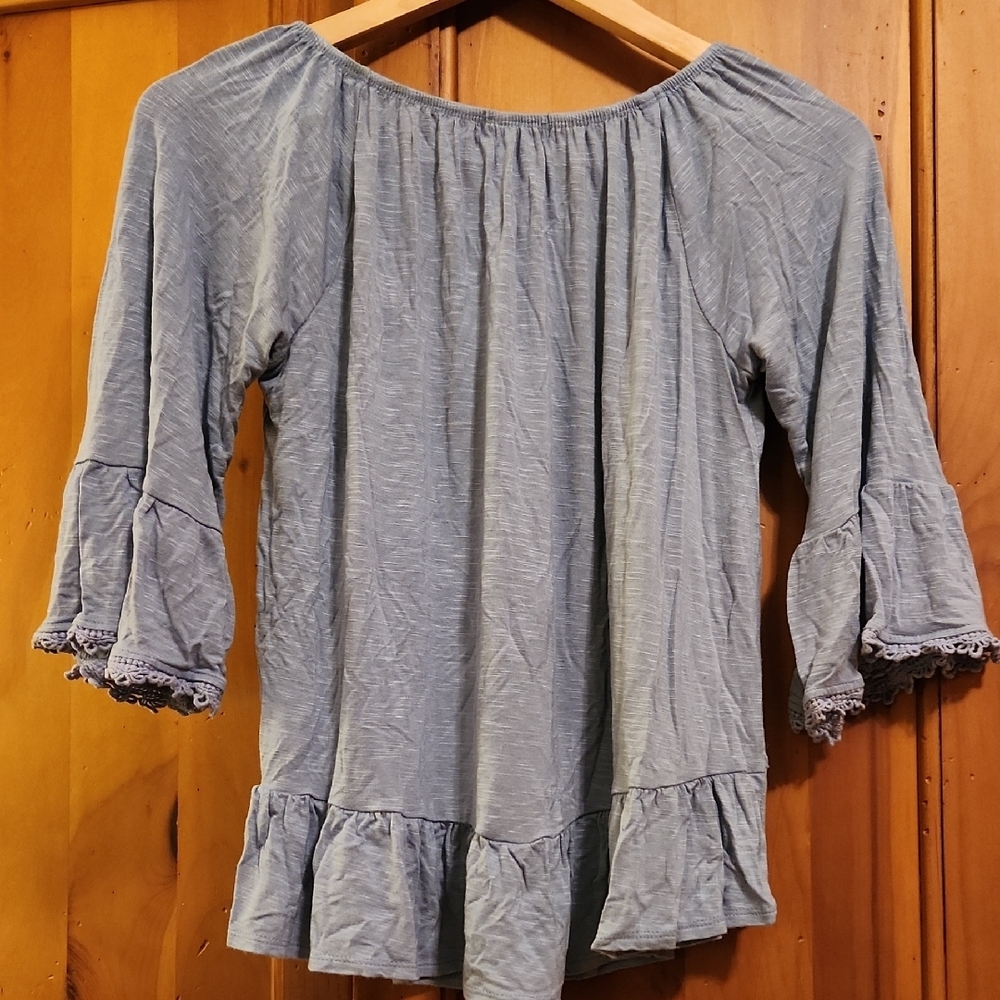 Style & Co. Light Blue Ruffle Blouse - Picture 6 of 6